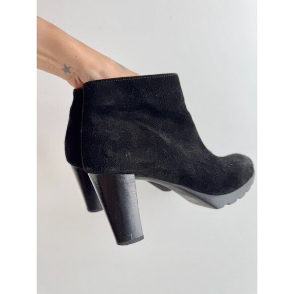 LA CANADIENNE Oliver Black Waterproof Suede Leather Booties Ankle Boots, Size 8 - Picture 3 of 14